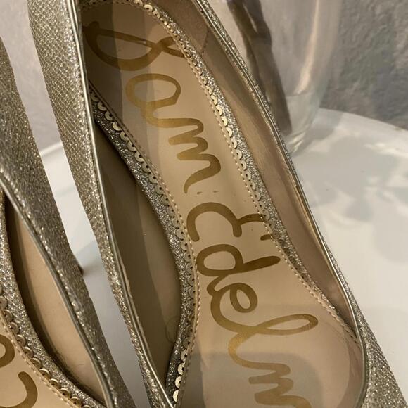 Sam Edelman Danna Glitter Gold Heel Pointed Toe Pump Women 10 Excellent - Picture 7 of 8